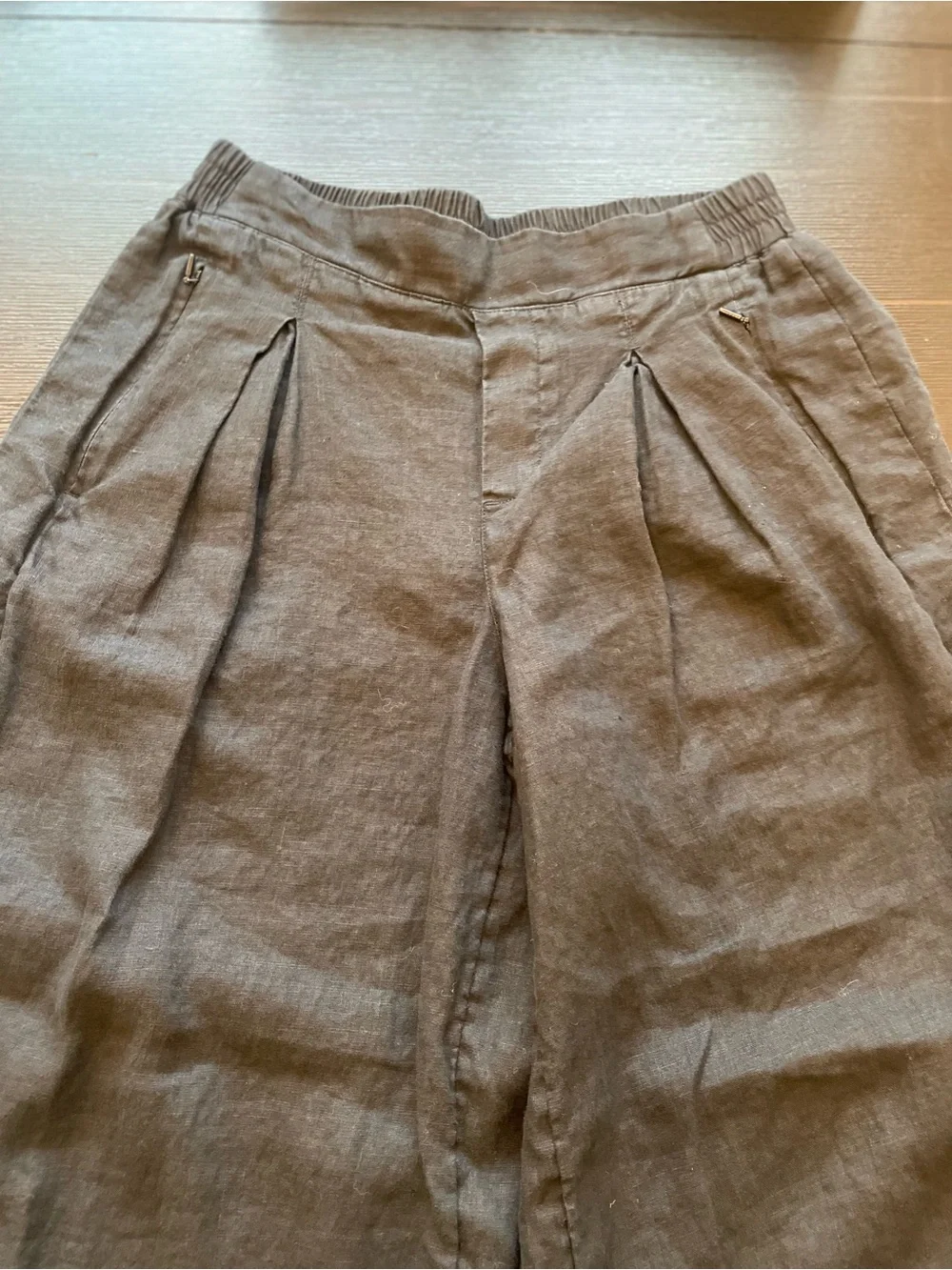 Athleta PLAYA luxurious 100% Linen Black Wide Leg Crop Pants Sz 8 NWOT - Picture 5 of 14